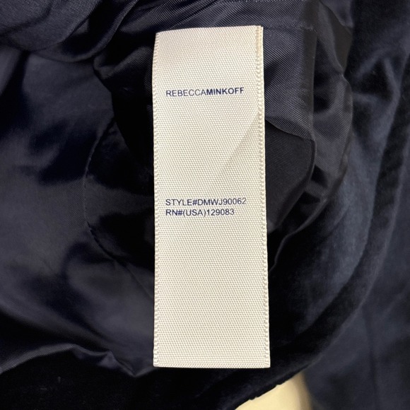 REBECCA MINKOFF Wes Star-Studded Velour Moto Jacket Navy Blue Women Size XS Zip - Picture 10 of 11